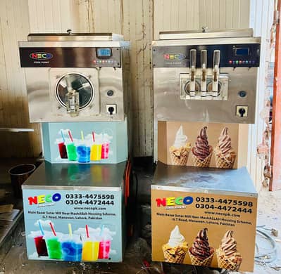 Cone ice cream and slash machine