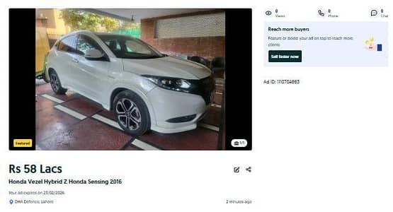 Honda Vezel Z sensing 2016