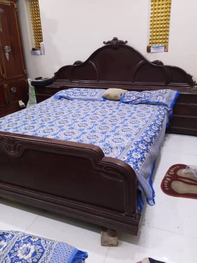 Original wooden King size double bed with mattress