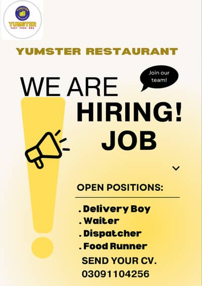 We Need Some Person for Restaurant job
