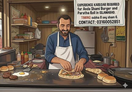 Anda Shami burger + Roll paratha Karegar required