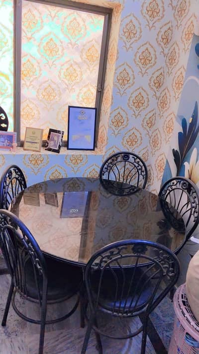 Mirror Dinning table with 6 chairs