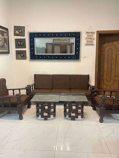heavy wooden 5 seater sofa set
