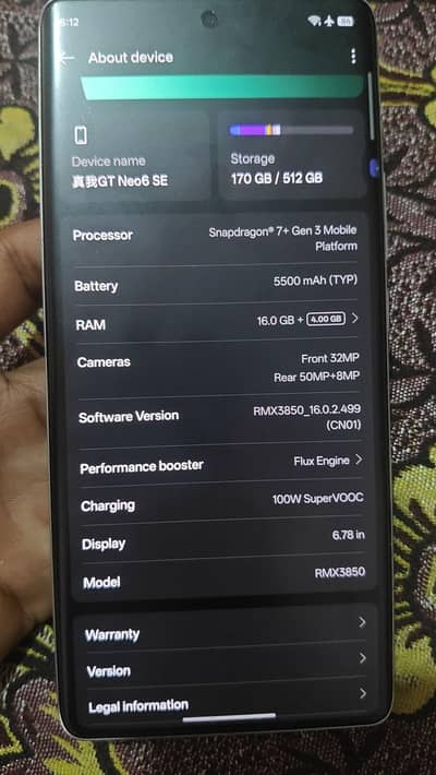 Real me gt6 se 16gp 512gp