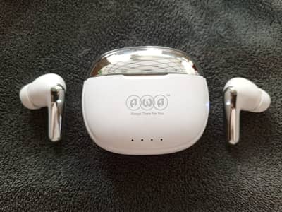 Premium AWA TWS Earbuds with Charging Case – Clear