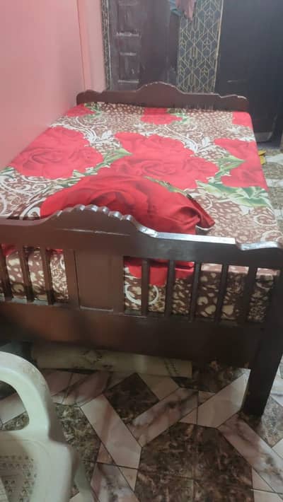 Wooden Single Bed along with Xtra Care medicated Mattress