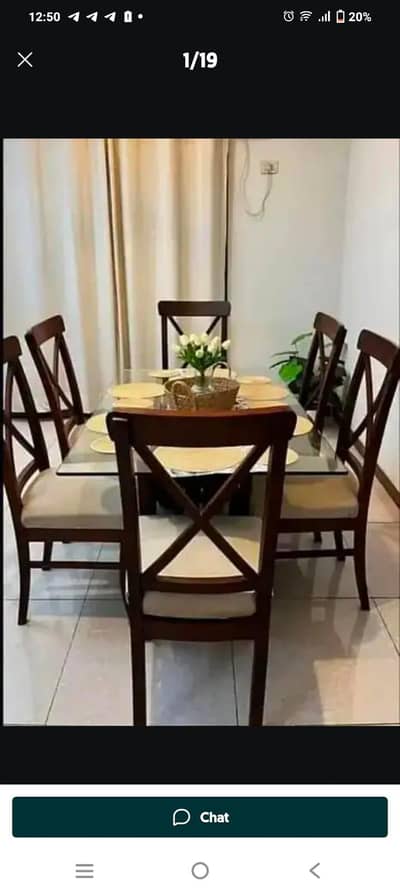 6Chairs dining table/wooden dining table/glass top/furniture/
