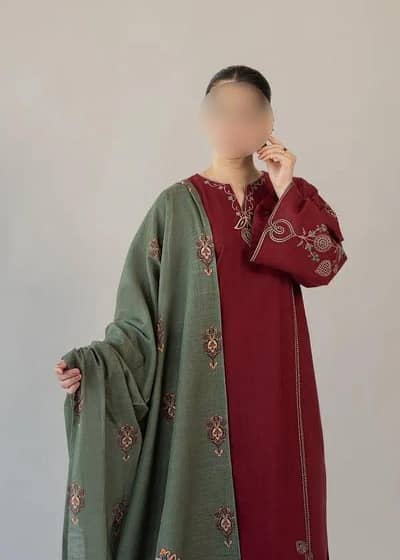 3 Pcs Women's Unstitched Embroidered Suit