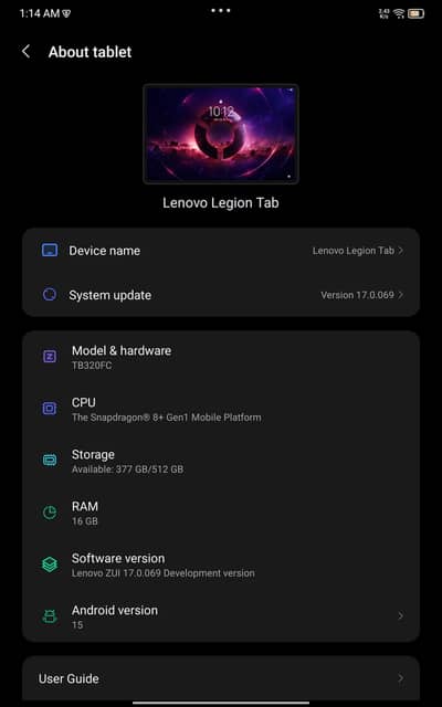 lenovo legion tab 16gb ram 512 rom full fresh