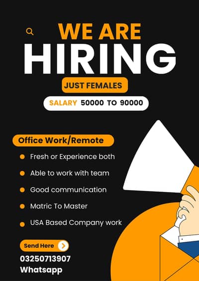 we are hiring Educated Female Staff