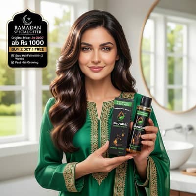 Ramzan Offer Hair Growth Oil Buy 2 Get 1 FREE Growbal Herbal Hair Oil