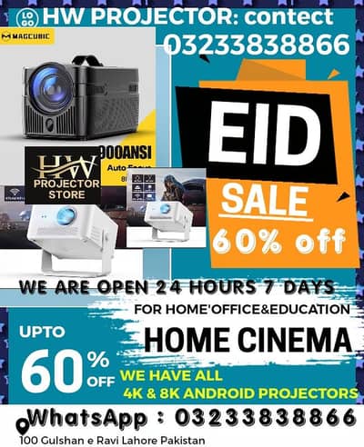 FULL HD 4k 4 ANDROID SMART PROJECTOR/ MULTIMEDIA PROJECTOR/HOME CINEMA