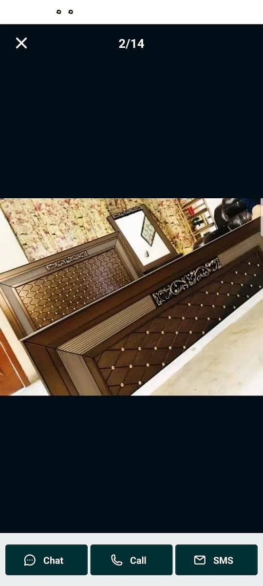 King Bed/wooden bed set/bed side tables/bed dressing table/almari 6