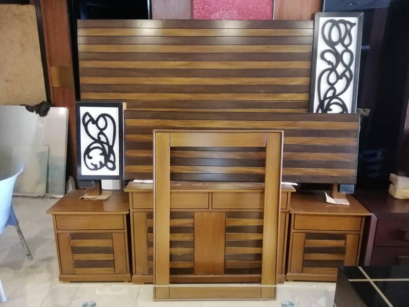 King Bed/wooden bed set/bed side tables/bed dressing table/almari 7