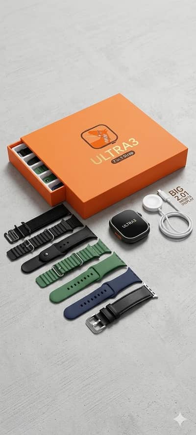 Smart Watch with 7 Interchangeable Straps & Full Kit - Like New