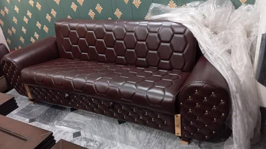 Luxury Leather Sofa Cum Bed | Heavy Quality | 2 in 1 | Excellent