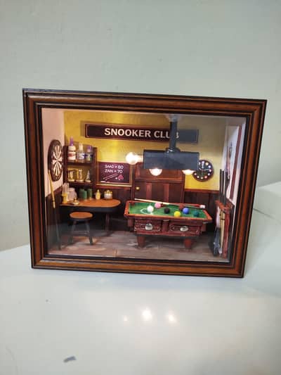 Handmade Miniature Diorama Frame Snooker club