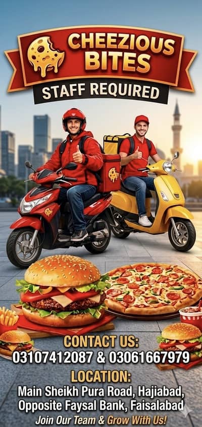 Delivery Riders Required for pizza Restaurant