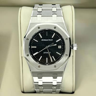 A P Watch in Pakistan – Black & Blue Tapisserie Dial, Silver Bracelet