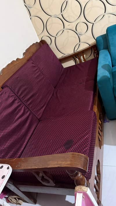 Solid wood 5 seater sofa.