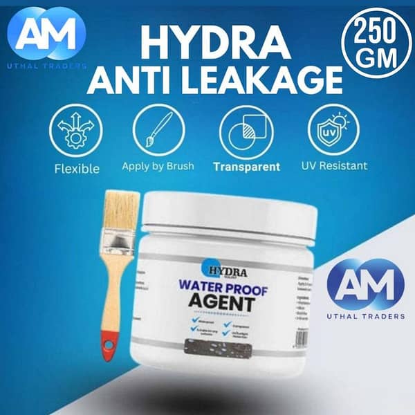 HYDRA Waterproofing Sealant with Free Brush – Transparent, Flexible UV-Resistant Coating (250g / 500g / 1kg)