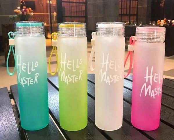 Hello Master Glass Water Bottle 480ml (Random Colors) – Stylish Leakproof Bottle for Office, Gym, School & Outdoor Use – Eco-Friendly and Durable Design