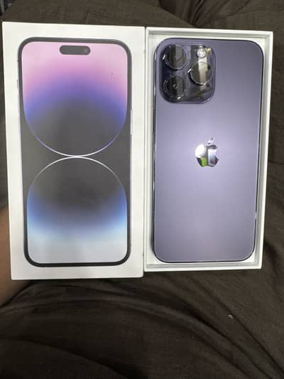 I phone 14 pro max factory unlock 256 complete box sim working