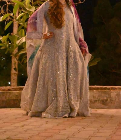 beautiful walima reception or party wear maxi. two colour combo