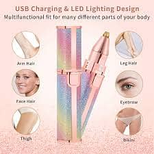 2 In 1 Hair Remover Chargeable , Multi Attractive Color With USB Charg