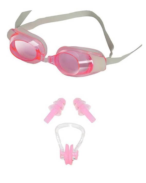 Set of 2 - Anti Fog UV Swimming Goggles with Nose Clip and Ear Plug for Kids