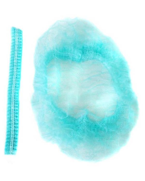 Pack of 100 Green Disposable Mob Caps for Chefs and Kitchens