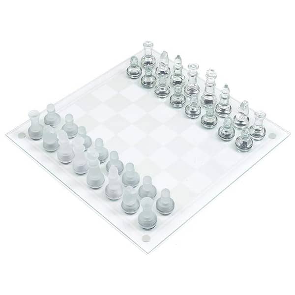 Elegant Glass Chess Set with Crystal Clear Game Board - Small