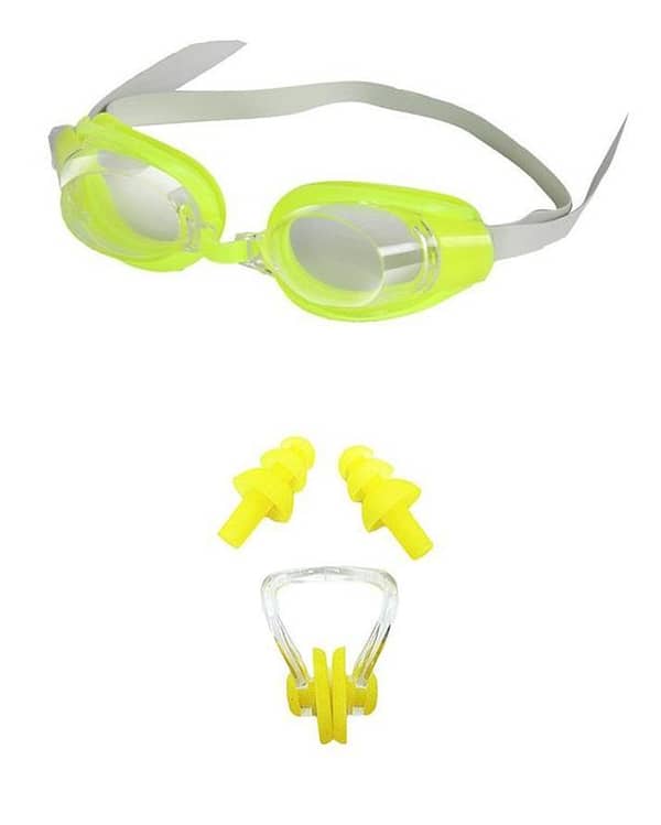 Set of 2 - Anti Fog UV Swimming Goggles and Nose Clip & Ear Plug Set
