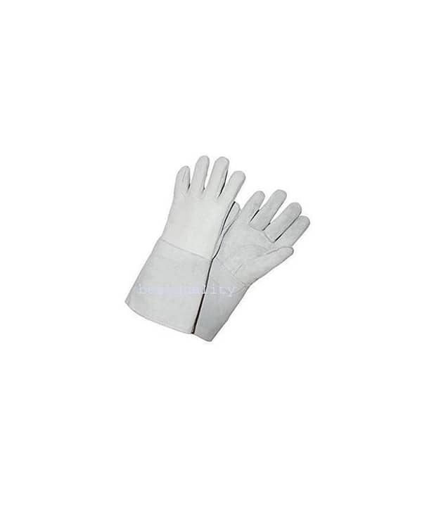 Leather Welding Gloves - 1 Pair, White, 14" Long