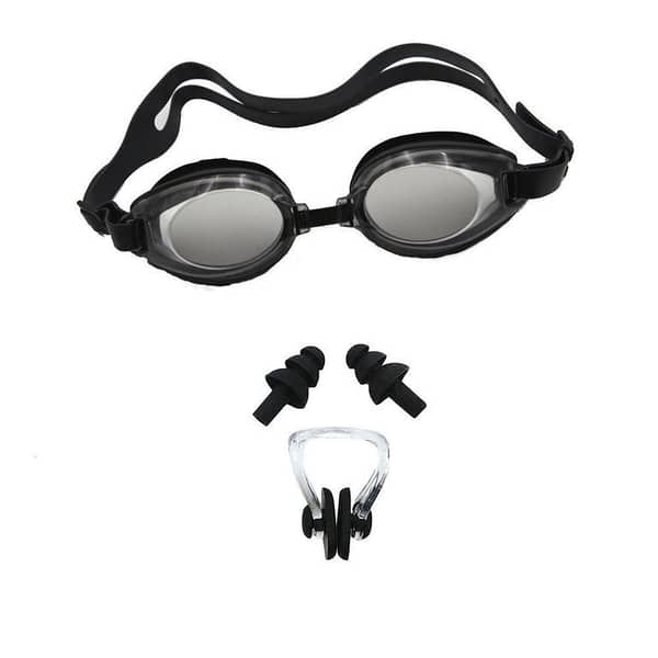 Set of 2 Fashion Anti-Fog UV Swimming Glasses with Nose Clip and Ear Plugs for Adults