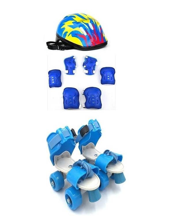 Set of 3 - Helmet, Roller Skates, and Protective Gear
