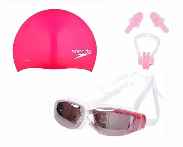 Arteesol Set of 3: Swimming Goggles, Swim Cap, Ear Plugs & Nose Clip with Anti-Fog and UV Protection