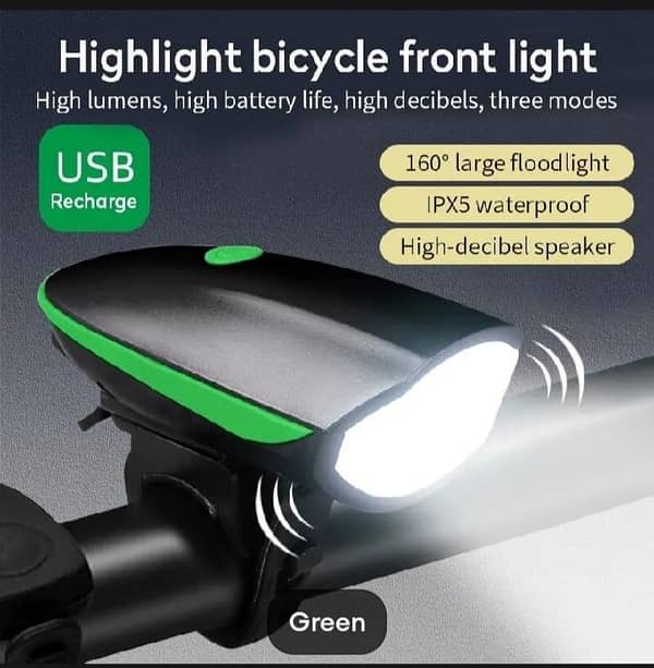 2-in-1 Super Bright TYPE C Rechargeable Bicycle Light with 120dB Electric Horn Cycle
