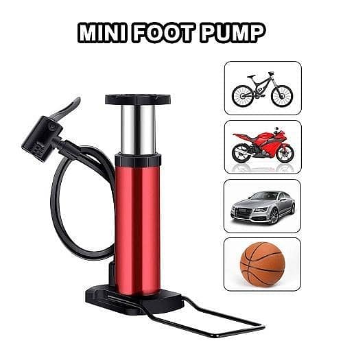 Portable Mini Foot Pump | High-Pressure Bicycle, Motorcycle & Car Tire Inflator Lightweight & Compact Mini Floor Pump - Essential Cycling Accessory
