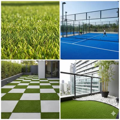 Artificial grass- Sports flooring-Padel court-grass mat-Green grass