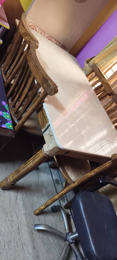 Dining table Marble top with 6 Chairs New