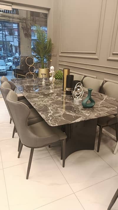 Dining Table// Wooden Dining(Top Glass Dining)//6 Seater Dining