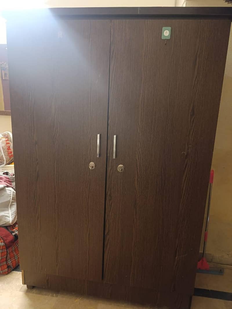 double bed with side table. 2