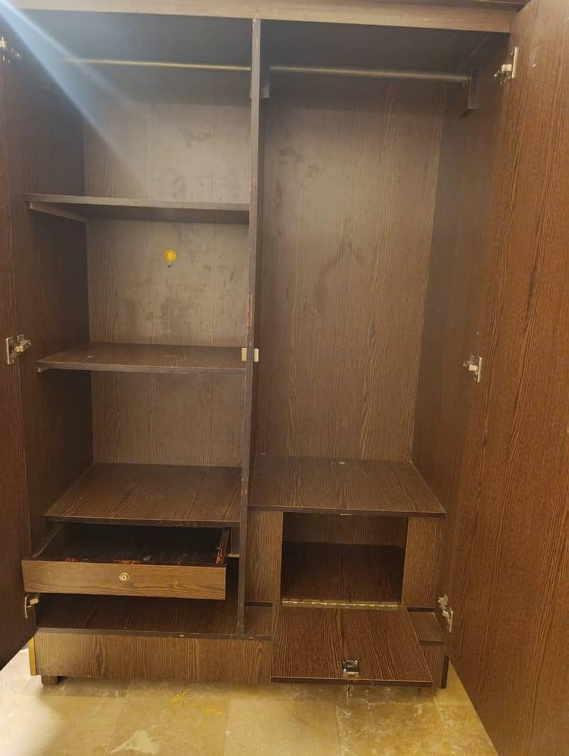 double bed with side table. 3