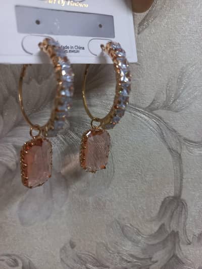 Rose Gold Finish earrings Premium Stone Pendant Design