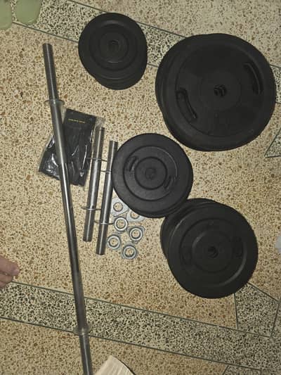 49kg weight set with barbells and dumbells
