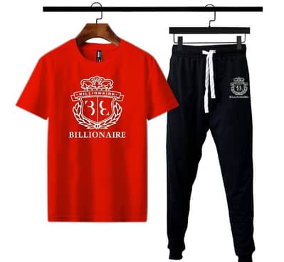 Men Billionaire Graphic Cotton Track Suit Red Black