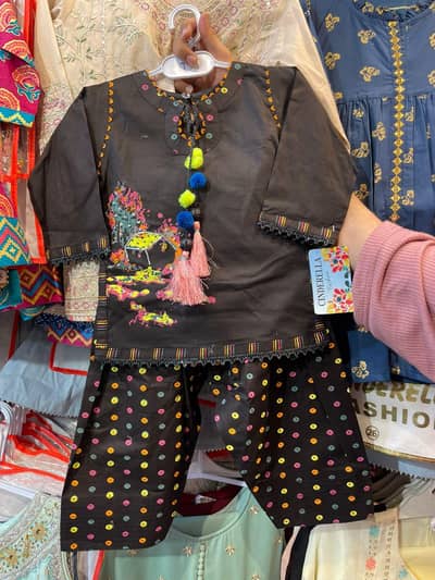 Kids cotton 3pc embroided available 3-4 age