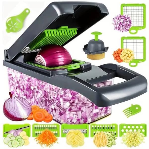 16 in 1 Vegetable Cutter & Slicer | Multifunctional Manual Food Chopper for Fruits & Vegetables