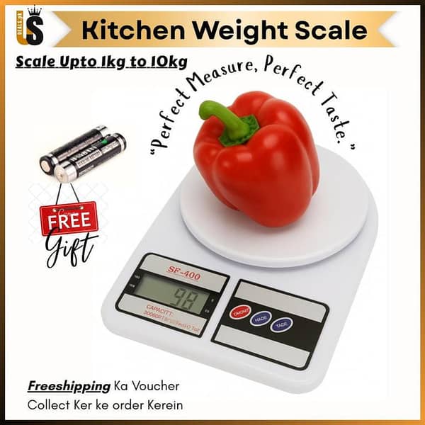 10kg Digital Kitchen Weight Scale | Precise Food Scale for Cooking, Baking & Home Use – Waterproof, Tare Function, LCD Display | Compact Gram Scale